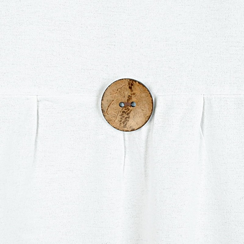 DOSLY IDÉES Farmhouse Shower Curtain, White Cloth Button Curtain, Cotton