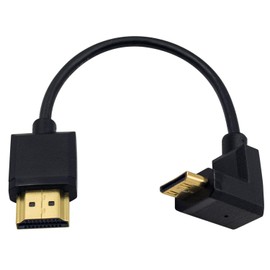 Duttek Mini HDMI to Standard HDMI Cable, HDMI to Mini HDMI Cable, Ultra Thin 90 Degree Angled Mini HDMI Male to HDMI Male, Supports 4K Ultra HD, 1080p, 3D (HDMI 2.0) (15cm)