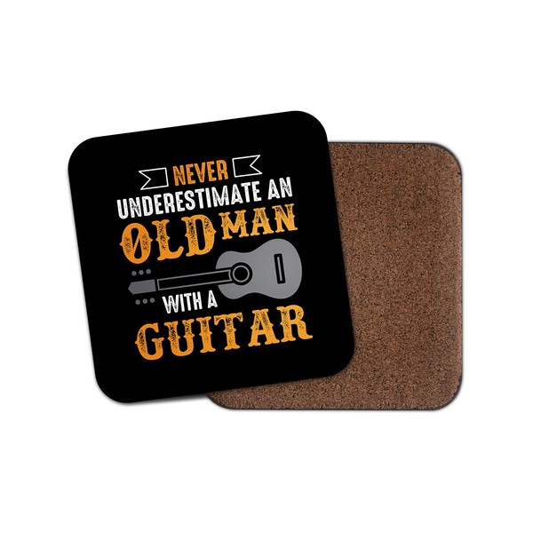 1 x DestinationVinyl Funny Old Man Guitar Coaster - Father's
