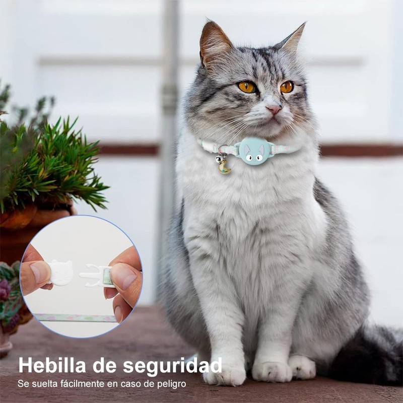 JESWO Collares para Gato, Airtag Cat Collar Holder, Ultra elástico