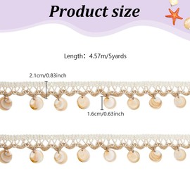 FREEBLOSS 5 Yards Shell Fringe Trim Gimp Braid Trim 0.83 Inch Wide Woven Braid Sewing Embellishments Shell Decorative Upholstery for Decoration Crafts Costume Accessories