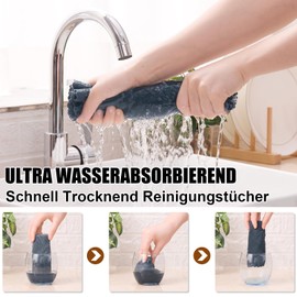 Moosfor Cleaning Cloths, Microfibre Cloths, Washable Cleaning Cloths, Microfibre, Soft, Lint-Free, Tea Towels, Kitchen Towels, Pack of 12, 25 x 25 cm, Dark Grey