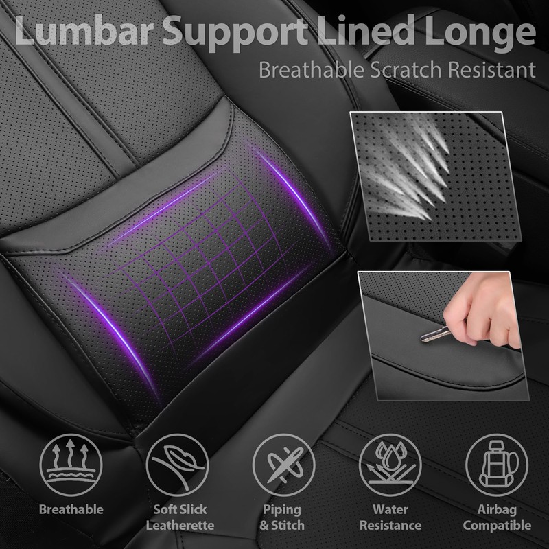 CAR PASS Nappa Leather Car Seat Covers, Water Resistant 3D