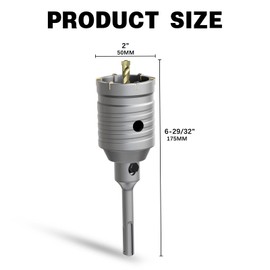 METOTY 2" Concrete Hole Saw,50mm Masonry Hole Saw, with 110mm SDS Plus Shank Connecting Rod for Concrete Brick Cement Stone Wall Drilling Home Improvement