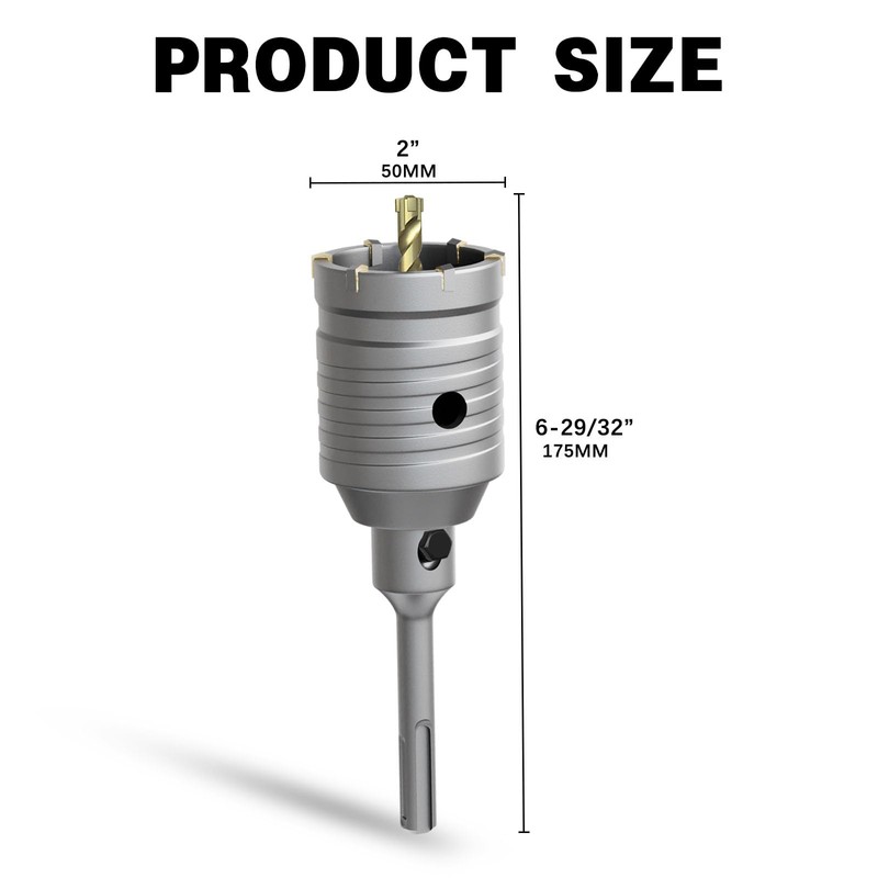 METOTY 2" Concrete Hole Saw,50mm Masonry Hole Saw, with 110mm