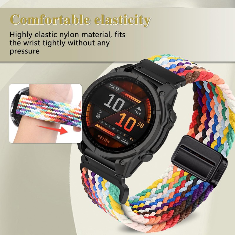 Quickfit 22mm Magnetic Braided Watch Bands Compatible with Garmin Fenix