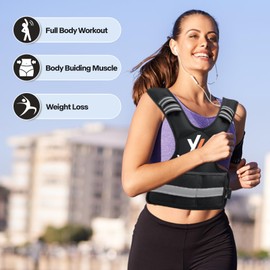 Weighted Vest Women Men - Adjustable Weighted Vest Woman with 6 Ironsand Weights, 4-10lb/11-20lb/21-32lb Vest for Walking, Running, Fitness, Strength Training, Workouts(4-10lb)