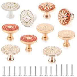 Boho Round Cabinet Knob Brynnl 10 Pack Boho Furniture Knobs and Pulls European Style Kitchen Cabinet Knobs with Screws, Drawer Dresser Knobs for Furniture Kitchen Cupboard Closet Wardrobe Bathroom