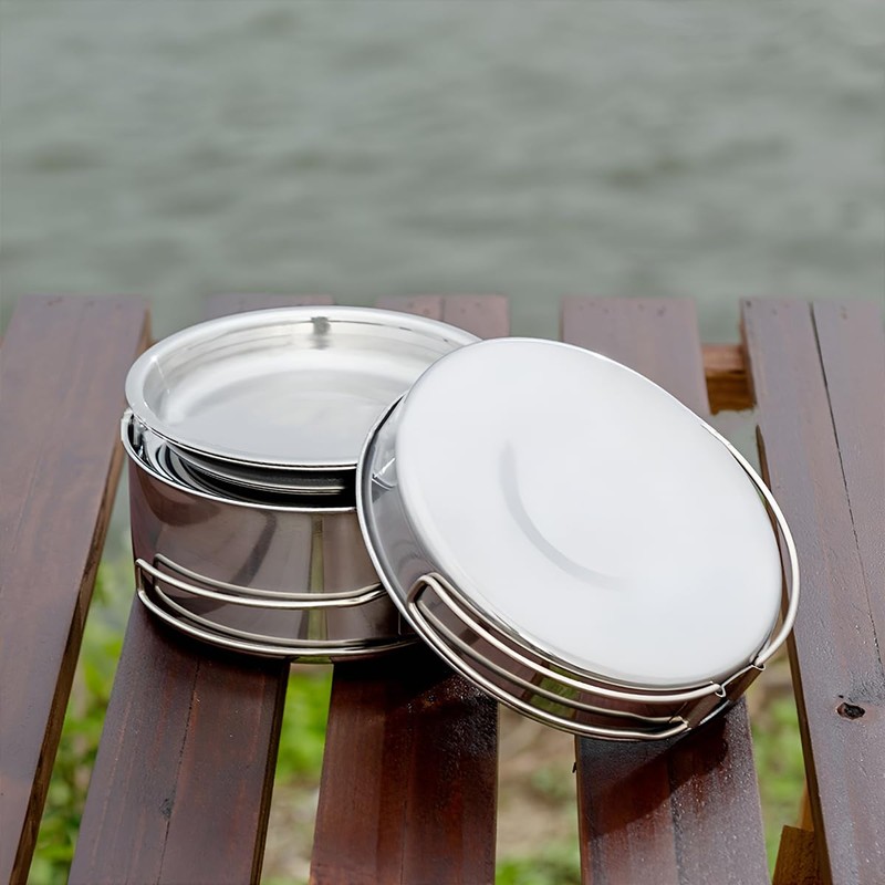AIMALL 8PC Stainless Steel Camping Cookware Set, Lightweight & Durable