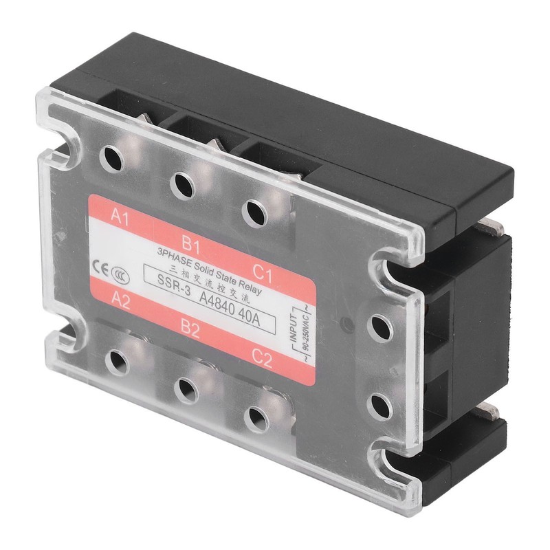 3 Phase Solid State Relay 40A LED Indicator Transparent Cover