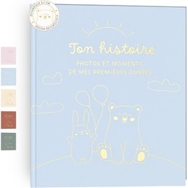 HuBorns - My First Year Baby Album up to 5 Years for Sticking Photos and Writing with 50+ Pages and Stickers, Baby Photo Album for Girls and Boys, Memory Book Ideal as Birth Gift  