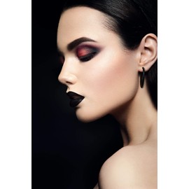 IDB Classic Brass Clip On Hoop Earrings - Multiple Sizes/Colors to Choose From | Spring Hoops for Non-Pierced Ears (Medium - Approx 1 3/16 ″ (1.18" | 30mm), Midnight Black)