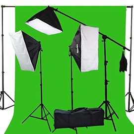 2400 Watt Photography Studio Video Light Lighting 10x20 Green Screen Background Stands Case Kits by ePhotoInc H9004SB2-1020G