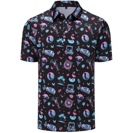Mens Golf Polo Shirts Short Sleeve Moisture Wicking Dry Fit Performance Casual Funny Golf Polo Shirts for Men