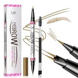 2 Stück Augenbrauenstift Wasserfest, 2-in-1 Dual-Ended Microblading Augenbrauenstift, Wischfest Eyebrow Pencil Kann Leicht Natürliche Augenbrauenfarbe (01#Hellbraun(2 Stück))