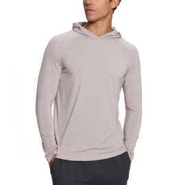 BAMBOO COOL Men's UPF 50+ Athletic Sun Protection Hoodies Long Sleeve SPF Fishing Thumbhole Shirts Hooded Soft Lightweight Silver Gray