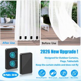 36pcs Outdoor Curtain Weights, Waterproof Magnetic Curtain Weights, Heavy Drapery Weights Bottom, Weighted Magnets for Heavy Wind, Shower Curtain, Garden Flag, Tablecloth (Black)