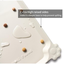 Hoki Found Large Silicone Non Slip Pet Feeding Mats - Waterproof Dog Cat Food Mats - Cream Brown