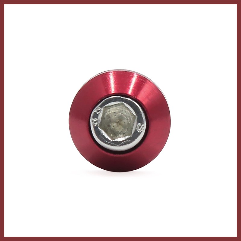 HEROFFIX 4pcs Rose Red 6mm Thread Diameter Motorcycle License Plate