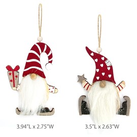 allydrew Wooden Gnomes Hanging Christmas Tree Ornaments, 6pcs Fluffy Beard