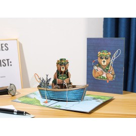 Liif Fishing Fathers Day Card, Fathers Day Pop Up Card, Retirement Card, Birthday Card For Dad, Men, Fisherman,Him, Husband, Grandpa, Retirement | With Message Note & Envelop