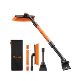 AstroAI 39.37" Ice Scrapers for Car Windshield and Snow Brush with Foam Grip and 360° Pivoting Brush Head for Christmas Car Auto Truck SUV(Orange)