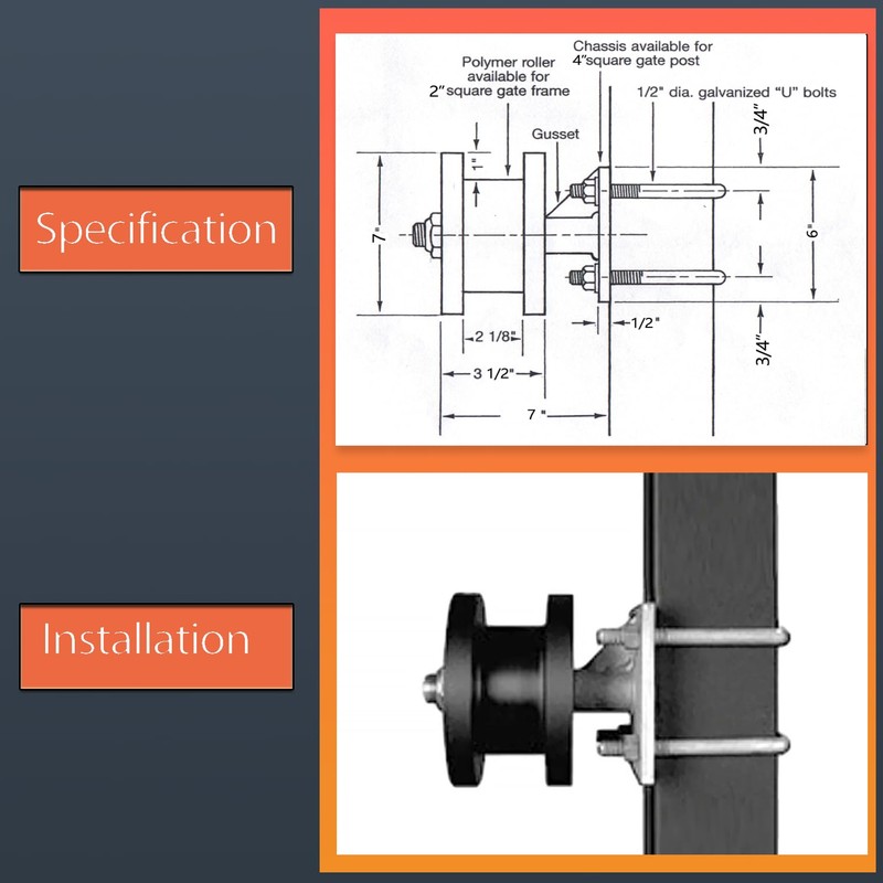Sliding Gate Rollers,Cantilever Gate Rollers,Nylon Cantilever Slide Gate,4" Square Post