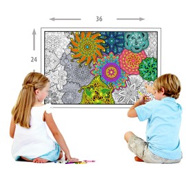 Young N Refined 2 Pack Giant Coloring Posters of Flowers and Mandala collages Folded Version (24x36)