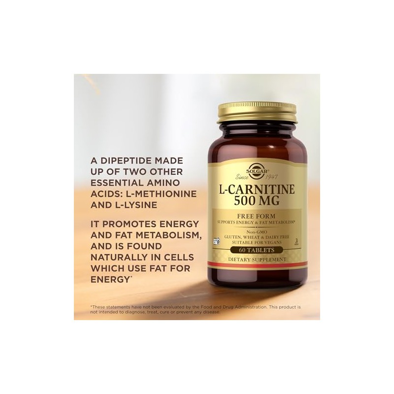 Solgar 500 mg L-Carnitine Tablets - Pack of 60