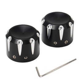 GIDIBII Front Axle Nut Cover Cap 2PCS Compatible with Harley Dyna Softail Electra Road Glide Sportster 2002-2021(Black B)