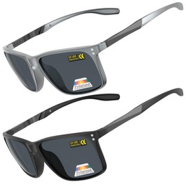 Epavouos 2 Pack Polarised Sunglasses Sports Glasses UV400 Leisure Style, Black + grey