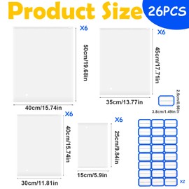 BHUJIA 26PCS Clear Bags for Packaging, Frosted Travel Storage Bags for Clothes, eusable Space Saver Packing Sacks for Business Shipping Clothing, Marketing Materials