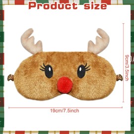 Sleeping Mask, Sleeping Mask Children, Christmas Reindeer Eye Mask, Sleeping Mask Children Plush, Travel Sleeping Eye Mask, Animal Sleeping Eye Mask, for Girls, Boys, Women, Travel, Nap (B)