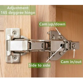 elysain Lazy Susan Corner Hinge Clip-on 165 Angle Cabinet Hardware with Face Frame Base