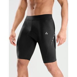 Nepest Men's Cycling Shorts Padded 4D Road Bike Shorts Short Breathable Cycling Shorts with Pocket Cycling Shorts 4-Way Stretch, black, M