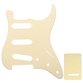 Musiclily SSS 11 Holes Strat Electric Guitar Pickguard and BackPlate Set for Fender US/Mexico Made Standard Stratocaster Modern Style Guitar Parts,1Ply Cream