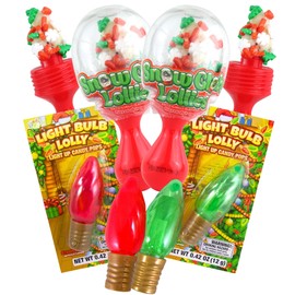 Sweetzo - Christmas Stocking Stuffer Candy, Light Up Lolly Lollipops and Snow Globe Suckers, 2 of Each (4 Items)