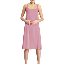 Jamron Womens Plus Size Full Slip Petticoat for Under Dress Cami Slip Dress Soft Strappy Chemise Nightdress Pink-1 M