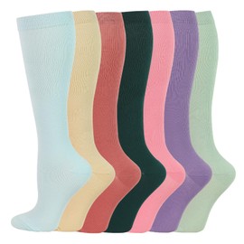 Cheeroyal 2 paia di calze a compressione per donne e uomini, per la circolazione, il miglior supporto per infermieri, corsa, atletica, viaggi, Verde chiaro, S-L