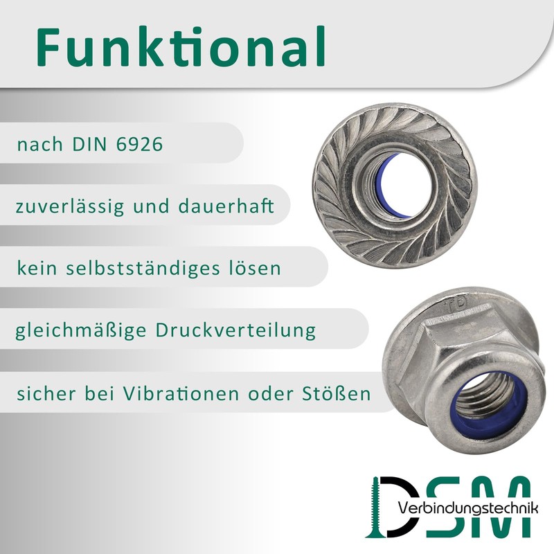 DSM - Flange Nuts M8 - A2/V2A Stainless Steel -