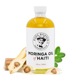 Papa Rozier Farms Pure Organic Moringa Oil of Haiti 8 oz - Crushed in Our Farmhouse in Brooklyn - Undiluted, Cold Pressed, and Unrefined for Hair, Skin, Eyelashes, Eyebrows & Nails, Pack of 1