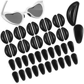 Guduling 20 Pairs Eye Glasses Nose Pad Replacement,Nose Pad for Glasses with Airbag,3 mm Thickness Anti Slip Adhesive Replacement Noses Pads for Sunglasses,2 Shape,Black