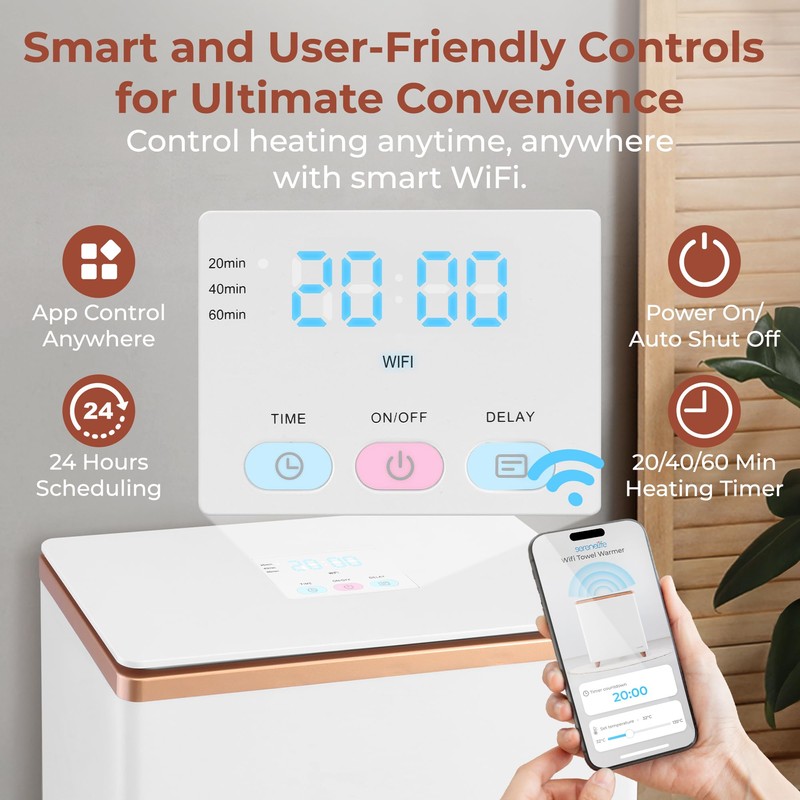 SereneLife WIFI Luxury Rectangle Towel Warmer - Spa & Bathroom