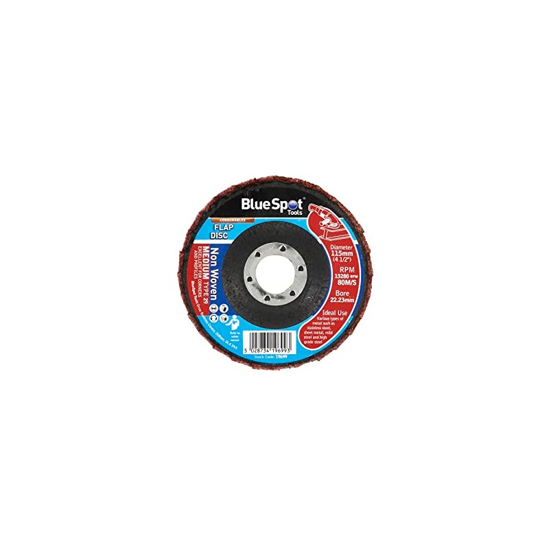 Blue Spot Tools 115mm (4.5") Medium Non Woven Flap Disc