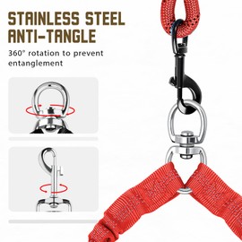 Blanlody Double Dog Lead for Walking 2 Dogs No Tangle, Reflective Bungee Split Lead with 360°Swivel Rotation,Adjustable Double lead for Walking and Traning Medium Large