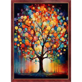 Leczany Cross Stitch Stamped Kit for Beginner - Colorful Tree | DIY Embroidery Starter Patterns Craft Kit Needlepoint for Adults or Kids | 11CT, 3 Strands | 13x18.1 inches