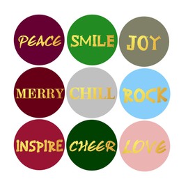 180PCS Happy Valentine‘s Day Gold Foil Stickers Gift Labels 2" Christmas Envelope Seals,Inspirational Positive Word Labels Holiday Stickers for Envelopes Valentine‘s Day Gifts, Holiday