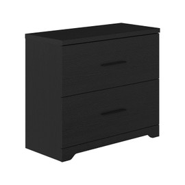 2-Drawer Wood Lateral File Cabinet, Filing Cabinets Anti-Tilt Mechanism for Home Office Storage Organization, Accommodates Letter/A4/Legal Size, New Heightened Drawer Design Home Office (Black)