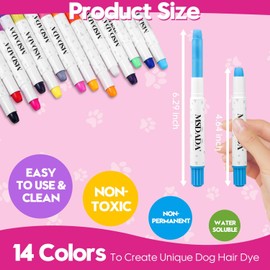 MSDADA Hair Chalk 14 Colours Dog Hair Dye, Temporary Pet Hair Dye Pens for Dogs for Different Grooming, Ideal, Washable Carnival Pet Hair Dye for Dogs, Cats, Horses