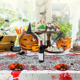 Black Table Runner Spider Web Table Runner Spiderweb Table Runner Black Lace Table Runner Lace Runner for Tables Dinning Table Centerpiece Decoration Kitchen Dining Decor, 18 x 72 Inch